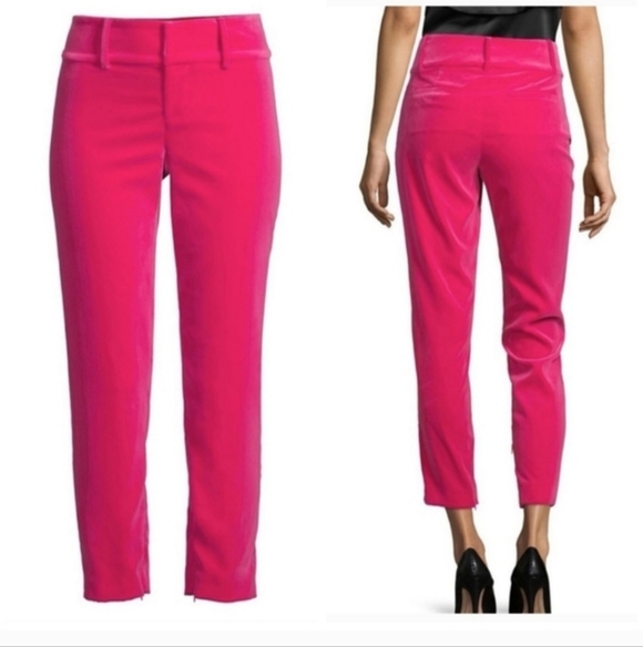 alice + olivia  slim velvet ankle pants size 4 - Picture 3 of 12